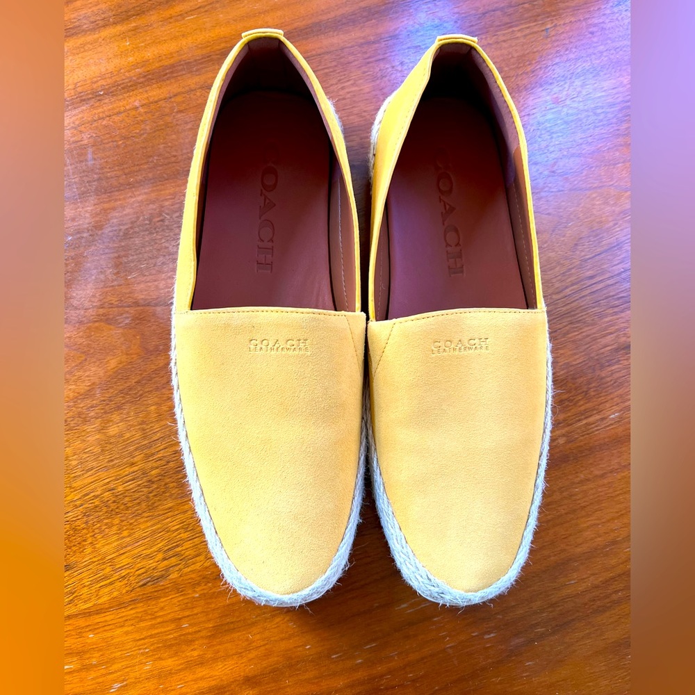 Coach Yellow Brushed Suede Espadrille Slip On - Picture 1 of 7
